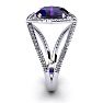 1 1/2 Carat Oval Shape Amethyst and Halo Diamond Ring In 14 Karat White Gold Image-3