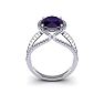 1 1/2 Carat Oval Shape Amethyst and Halo Diamond Ring In 14 Karat White Gold Image-4