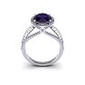 1 1/2 Carat Oval Shape Amethyst and Halo Diamond Ring In 14 Karat White Gold Image-4