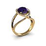 1 1/2 Carat Oval Shape Amethyst and Halo Diamond Ring In 14 Karat Yellow Gold Image-2