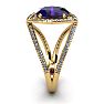 1 1/2 Carat Oval Shape Amethyst and Halo Diamond Ring In 14 Karat Yellow Gold Image-3