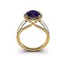 1 1/2 Carat Oval Shape Amethyst and Halo Diamond Ring In 14 Karat Yellow Gold Image-4