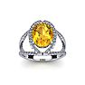 1 1/2 Carat Oval Shape Citrine and Halo Diamond Ring In 14 Karat White Gold Image-1