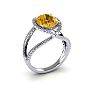 1 1/2 Carat Oval Shape Citrine and Halo Diamond Ring In 14 Karat White Gold Image-2
