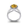 1 1/2 Carat Oval Shape Citrine and Halo Diamond Ring In 14 Karat White Gold Image-4