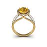 1 1/2 Carat Oval Shape Citrine and Halo Diamond Ring In 14 Karat Yellow Gold Image-4