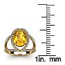 1 1/2 Carat Oval Shape Citrine and Halo Diamond Ring In 14 Karat Yellow Gold Image-5