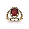 Garnet Ring: Garnet Jewelry: 2 Carat Oval Shape Garnet and Halo Diamond Ring In 14 Karat Yellow Gold
 Image-1