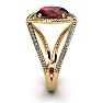 Garnet Ring: Garnet Jewelry: 2 Carat Oval Shape Garnet and Halo Diamond Ring In 14 Karat Yellow Gold
 Image-3