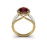 Garnet Ring: Garnet Jewelry: 2 Carat Oval Shape Garnet and Halo Diamond Ring In 14 Karat Yellow Gold
 Image-4