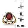 Garnet Ring: Garnet Jewelry: 2 Carat Oval Shape Garnet and Halo Diamond Ring In 14 Karat Yellow Gold
 Image-5