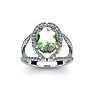 1 1/2 Carat Oval Shape Green Amethyst and Halo Diamond Ring In 14 Karat White Gold
 Image-1
