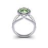 1 1/2 Carat Oval Shape Green Amethyst and Halo Diamond Ring In 14 Karat White Gold
 Image-4