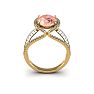 1-1/2 Carat Oval Shape Morganite and Halo Diamond Ring In 14 Karat Yellow Gold Image-4