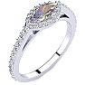 3/4 Carat Marquise Shape Mystic Topaz Ring With Diamond Halo In 14 Karat White Gold Image-2