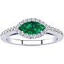 3/4 Carat Marquise Shape Emerald and Halo Diamond Ring In 14 Karat White Gold Image-1