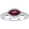 Garnet Ring: Garnet Jewelry: 1 Carat Marquise Shape Garnet and Halo Diamond Ring In 14 Karat White Gold Image-1