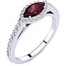 Garnet Ring: Garnet Jewelry: 1 Carat Marquise Shape Garnet and Halo Diamond Ring In 14 Karat White Gold Image-2