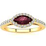 Garnet Ring: Garnet Jewelry: 1 Carat Marquise Shape Garnet and Halo Diamond Ring In 14 Karat Yellow Gold Image-1