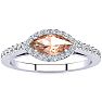 3/4 Carat Marquise Shape Morganite and Halo Diamond Ring In 14 Karat White Gold Image-1