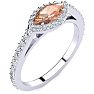 3/4 Carat Marquise Shape Morganite and Halo Diamond Ring In 14 Karat White Gold Image-3
