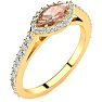 3/4 Carat Marquise Shape Morganite and Halo Diamond Ring In 14 Karat Yellow Gold Image-2