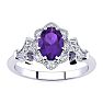 3/4 Carat Oval Shape Amethyst and Halo Diamond Vintage Ring In 14 Karat White Gold Image-1
