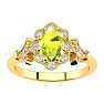 1 Carat Oval Shape Peridot and Halo Diamond Vintage Ring In 14 Karat Yellow Gold Image-1