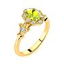 1 Carat Oval Shape Peridot and Halo Diamond Vintage Ring In 14 Karat Yellow Gold Image-2