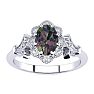 3/4 Carat Oval Shape Mystic Topaz and Halo Diamond Vintage Ring In 14 Karat White Gold Image-1
