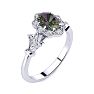 3/4 Carat Oval Shape Mystic Topaz and Halo Diamond Vintage Ring In 14 Karat White Gold Image-2