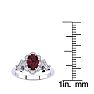 Garnet Ring: Garnet Jewelry: 1 Carat Oval Shape Garnet and Halo Diamond Vintage Ring In 14 Karat White Gold Image-5