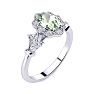 3/4 Carat Oval Shape Green Amethyst and Halo Diamond Vintage Ring In 14 Karat White Gold Image-2