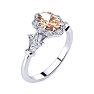 1 Carat Oval Shape Morganite and Halo Diamond Vintage Ring In 14 Karat White Gold Image-2