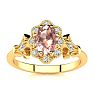 1 Carat Oval Shape Morganite and Halo Diamond Vintage Ring In 14 Karat Yellow Gold Image-1