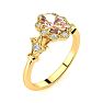 1 Carat Oval Shape Morganite and Halo Diamond Vintage Ring In 14 Karat Yellow Gold Image-2