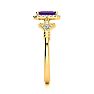 1 Carat Amethyst and Halo Diamond Vintage Ring In 14 Karat Yellow Gold Image-4