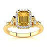 1 Carat Citrine and Halo Diamond Vintage Ring In 14 Karat Yellow Gold Image-1