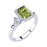 1 1/2 Carat Peridot and Halo Diamond Vintage Ring In 14 Karat White Gold Image-2
