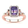 1 Carat Octagon Shape Mystic Topaz Ring With Diamond Halo In 14 Karat Rose Gold Image-1