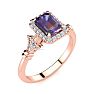 1 Carat Octagon Shape Mystic Topaz Ring With Diamond Halo In 14 Karat Rose Gold Image-2