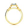 Aquamarine Ring: Aquamarine Jewelry: 1 Carat Aquamarine and Halo Diamond Vintage Ring In 14 Karat Yellow Gold Image-3