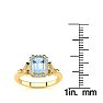 Aquamarine Ring: Aquamarine Jewelry: 1 Carat Aquamarine and Halo Diamond Vintage Ring In 14 Karat Yellow Gold Image-5