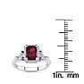Garnet Ring: Garnet Jewelry: 1 1/2 Carat Garnet and Halo Diamond Vintage Ring In 14 Karat White Gold Image-5