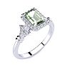 1 Carat Green Amethyst and Halo Diamond Vintage Ring In 14 Karat White Gold Image-2