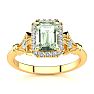1 Carat Green Amethyst and Halo Diamond Vintage Ring In 14 Karat Yellow Gold Image-1