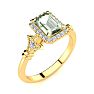 1 Carat Green Amethyst and Halo Diamond Vintage Ring In 14 Karat Yellow Gold Image-2