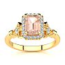 1 Carat Morganite and Halo Diamond Vintage Ring In 14 Karat Yellow Gold Image-1
