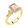 1 Carat Morganite and Halo Diamond Vintage Ring In 14 Karat Yellow Gold Image-2