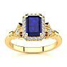 1 1/2 Carat Sapphire and Halo Diamond Vintage Ring In 14 Karat Yellow Gold Image-1